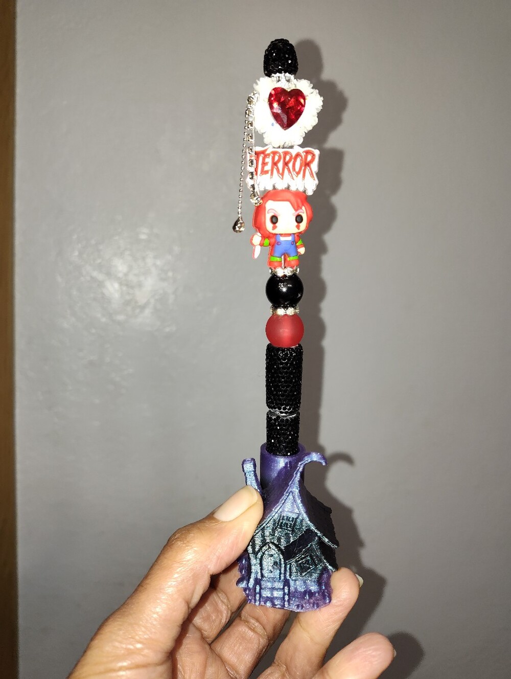 Chucky Horror Character Pen- Black, Red, Purple